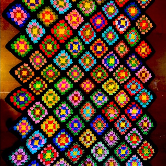 Granny Square Afghan ~ Vintage ~ 1970s ~ Throw Blanket ~ Handmade ~ Beautiful - Picture 7 of 16